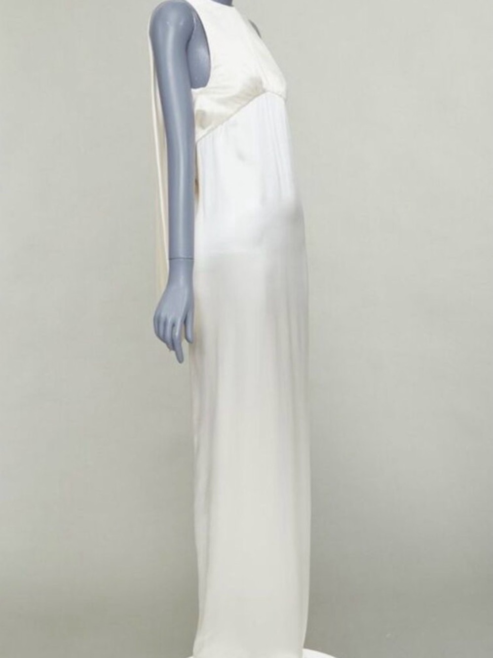 Saint Laurent Ivory Satin Silk Draped Gown - Picture 2 of 8